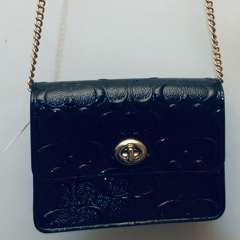 Coach patent leather compact crossbody bag